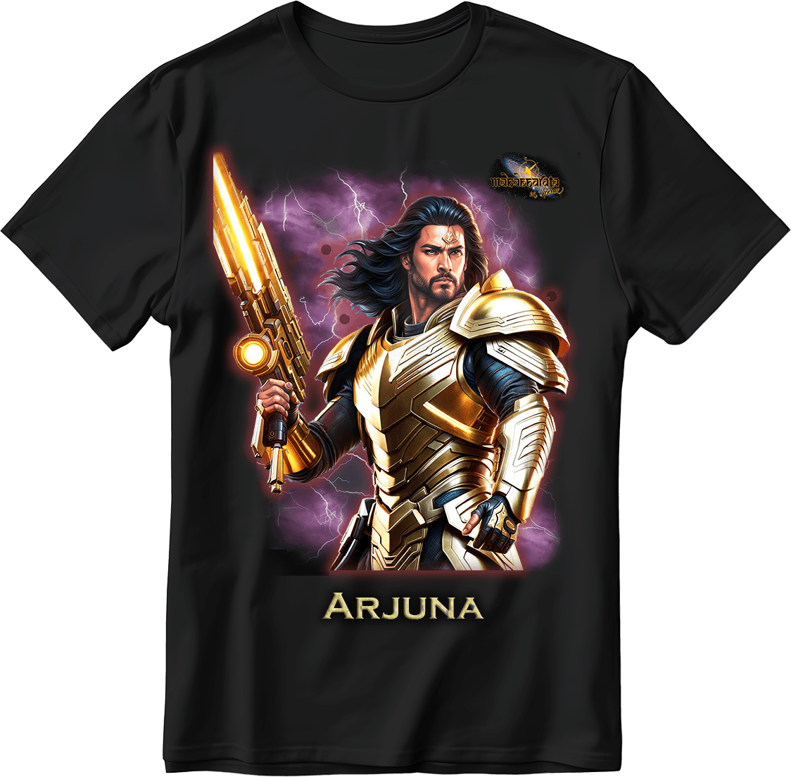 Arjuna opened black t-shirt